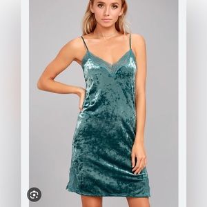 Slip dress White Crow velvet lace teal chemise women’s XS